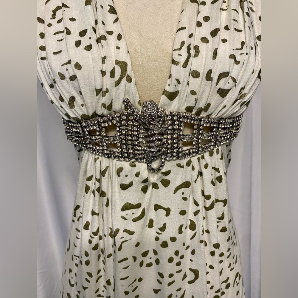 Sky cheetah print / gem stoned top